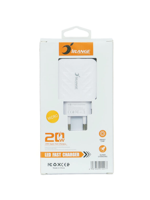iRange Type-C + USB 20W charger with Smart Chip