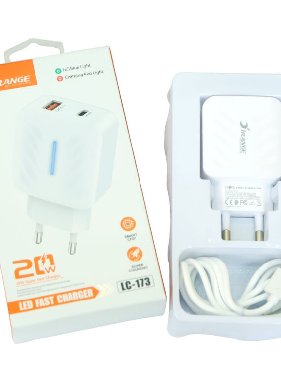 iRange Type-C + USB 20W charger with Smart Chip